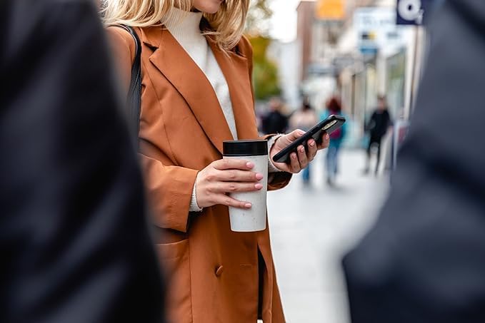 Circular and Co Reusable Coffee Cup 12oz/340ml - The World's First Travel Mug Made from Recycled Coffee Cups, 100% Leak-Proof, Sustainable & Insulated (Cream & Cosmic Black) - Image 6