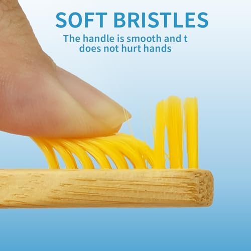GENKENT 8 Counts Kids Bamboo Toothbrushes BPA Free Soft Bristles Travel Tooth Brush Natural Charcoal Toothbrush - Image 3