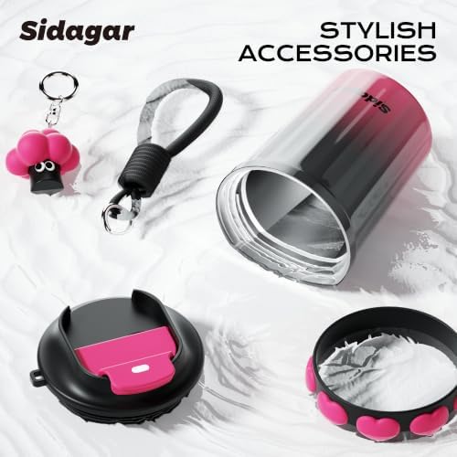 12 oz Insulated Coffee Tumbler with Lid, Cute Travel Mug, Black - Image 5