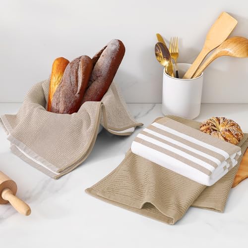Homaxy Cotton 380 GSM Premium Kitchen Towels, 18"x 28", 9 Pack, Khaki - Image 6