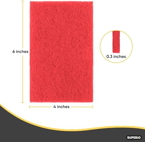 Scouring Pad Non-Scratching Scrubber Non-Scratch Cleaning Scrub Pads Heavy Duty Scouring Pad Reusable Kitchen Scrubbing Pad Pack of 9 Red, by Superio - Image 2