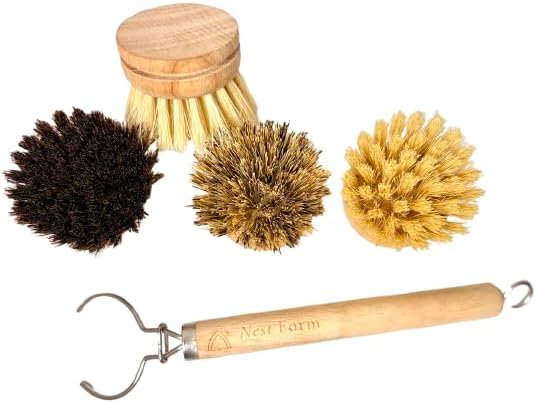Bamboo Dish Brush Set with 4 Replacement Heads - Image 3