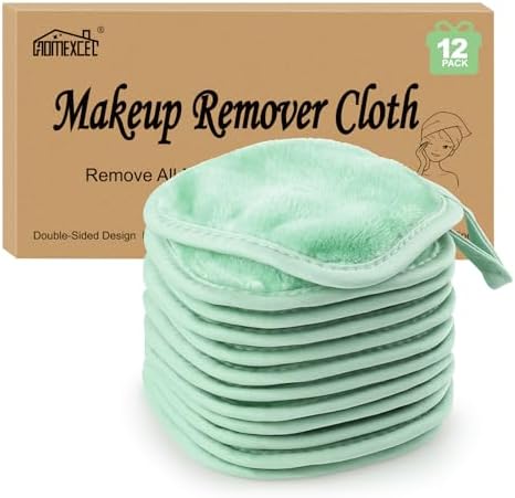 HOMEXCEL Makeup Remover Cloth 12 Pack Reusable Makeup Remover Pads Washable by HOMEXCEL