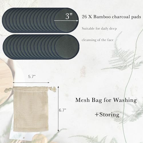 26 Pcs Reusable Cotton Rounds Bamboo Charcoal Makeup Remover Pads - Image 4