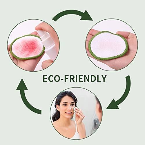 MSQ Reusable Makeup Remover Pads (20 Pack) with Washable Laundry Bag and Round Box for Storage, Bamboo Cotton Rounds for All Skin Types, Eco-Friendly Reusable Bamboo Cotton Pads - Image 5