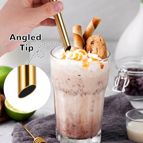 NiHome 4-Pack Stainless Steel Straws for Boba, Smoothie, 10.4” Metal Straws - Image 3