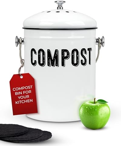 Granrosi Compost Bin Kitchen Counter, 1.3 Gallon, 3 Charcoal Filters by GranRosi