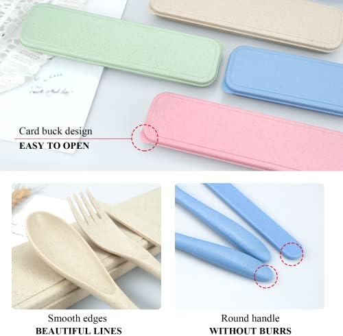 DISSKNIC 4 Sets Portable Utensils Set with Case, Travel Utensils Fork and Spoon Set for Lunch Box Accessories, Reusable Lunch Utensils Set for Work, Travel Accessories Camping Utensil Set and Home Use - Image 5