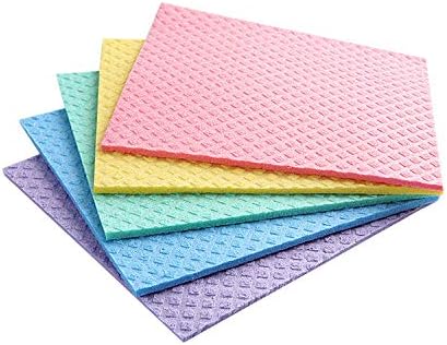 Reusable Cleaning Cellulose Sponge Cloths Absorbent Wipes Clean Kitchen Car Dish Eco-Friendly Dishcloth Hand Towel Auto - 1pack (5pcs) - Non Vacuum by Sold_By_Cheapnwork