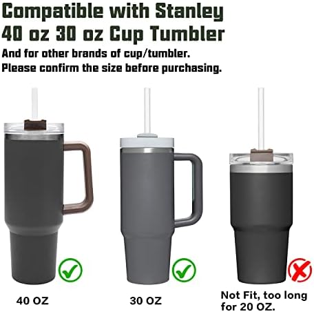 Replacement Straw Compatible with Stanley 40 oz 30 oz Cup Tumbler, 6 Pack Reusable Straw with Cleaning Brush, Plastic, Clear - Image 3