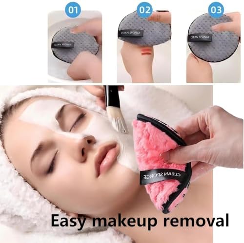 Reusable Soft Makeup Remover Pads for All Skin - 4 Pack Microfiber Face Rounds Wipes Heavy Mascara Eye Shadow Facial Cleansing Puffs Foundation, Washable Removal Cloth, Chemical Free - Image 3