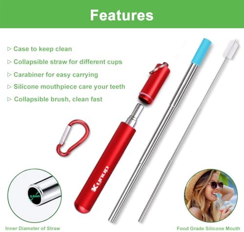 Kynup Reusable Metal Straws, Travel Drinking Straws with Case(4Pack) - Image 5