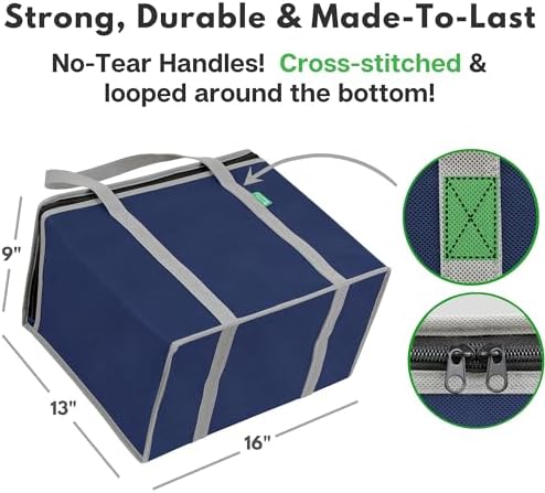 Creative Green Life XL Insulated Reusable Grocery Bags (2-Pack) - Premium Quality Cooler Bags with Hard Bottom Insert, Stands Upright, Washable - Image 5
