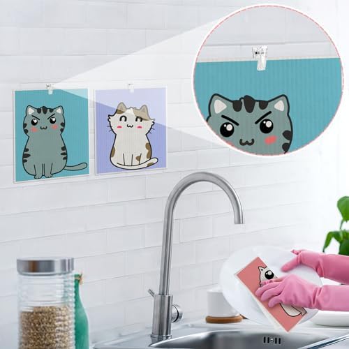 6 Pack Swedish Dishcloths for Kitchen, Cat Gifts for Cat Lovers Swedish Rag - Image 4