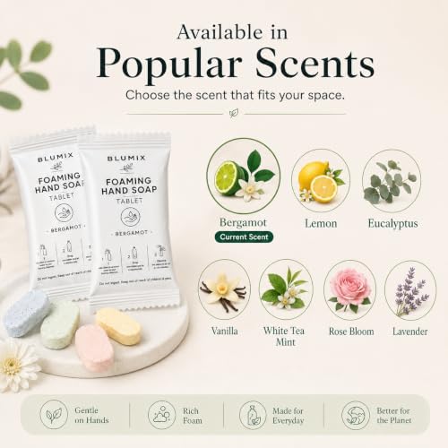 Foaming Hand Soap Refill Tablets, Concentrated Hand Soap Tablets, Just Add Warm Water, For Reusable Foaming Soap Dispensers (6 Count, Bergamot, Refill Only) - Image 6