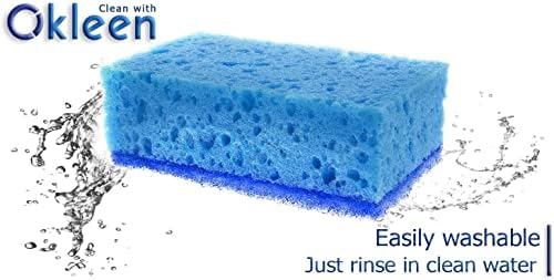 Blue Multi Use Scrub Sponge. Made in Europe. 18 Pack, 4.3x2.8x1.4 inches. Heavy Duty and Non Scratch Fiber. Odorless, Durable. Delicate Scouring Surface - Image 4