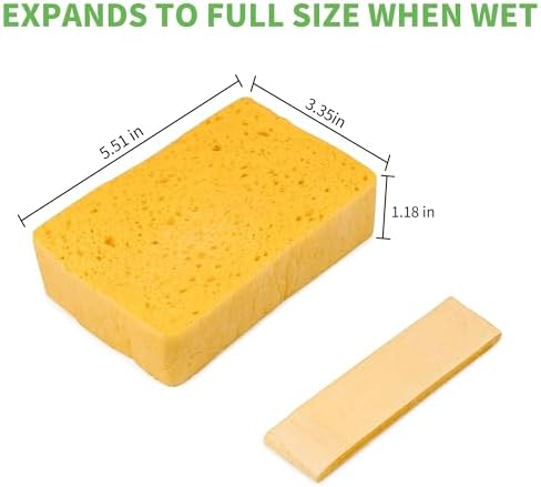 4 Pack Compostable Thicker Pop-Up Sponges - Expanding, Non-Scratch, Plant-Based Dish Cellulose Sponges Car Wash Sponge - Image 2