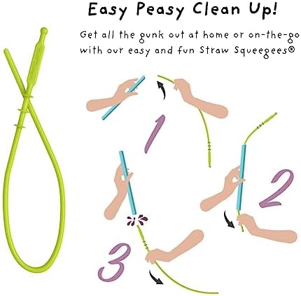 Softy Straws Wide Premium Reusable Silicone Drinking Straws + Patented Straw Squeegee - 9” Long With Curved Bend for 20 30 32 oz Tumblers Non Rubber, Flexible, Safe for Kids/Toddlers, Smoothie - Image 6