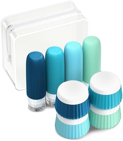 Mrsdry Travel Bottles for Toiletries 8 Pack, TSA Approved 3 oz Travel Containers with Clear Bag, Leak Proof Silicone Squeezable Essentials Jars by Mrsdry