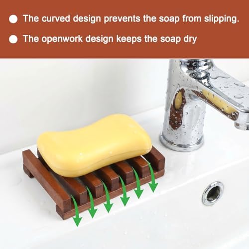 Wood Soap Holder for Shower Teak Soap Dish Teak Wood By HTB Soaps Tray for Shower Kitchen Sink Sink Bathroom Bathtub Extend Soaps Life and Keep Dry - Image 6