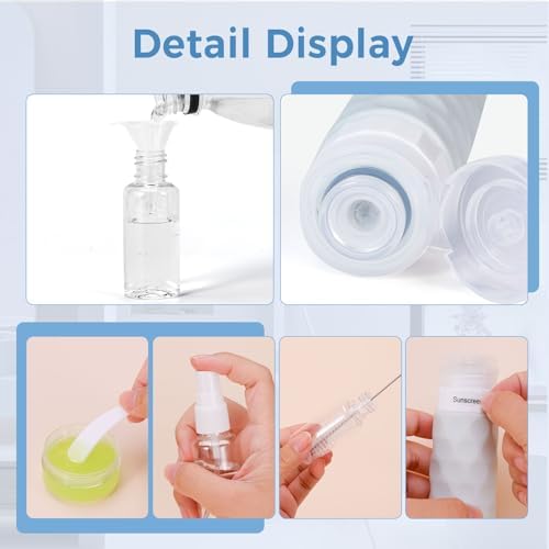 Silevoler 16pack Travel Bottles for Toiletries, TSA Approved Travel Size Containers Set, Leak Proof Refillable Liquid & Creams Toiletries Accessories Kit W/Toiletry Bag (Gray) - Image 5