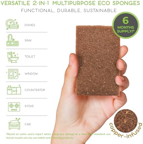 Natural Sponges for Dishes Washing Kitchen Cleaning Plant Based 15Pack Eco Sponges Cellulose Sisal Scrubber Non Scratch Scrub Pads for Dishes pots Bathroom.Less Odor Dish Scrubber House Necessities - Image 5