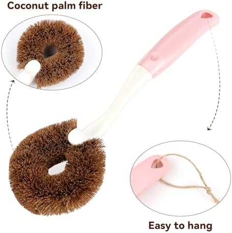 2 Pack Kitchen Scrub Brushes for Cleaning Dish Brush with Handle for Pans, Pots, Kitchen Sink Cleaning Scrub Brushes (Coconut Fiber) - Image 3