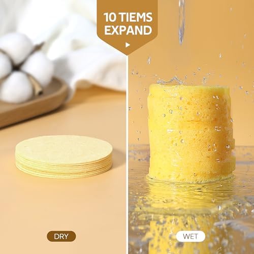 GAINWELL 50-Count Compressed Face Sponges, 100% Natural Wooden Cellulose Cosmetic Spa Sponge for Facial Cleansing, Exfoliating Mask, Makeup Removal - Image 4