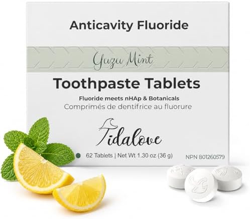 Fluoride Toothpaste Tablets with nHAp, Yuzu Mint, 1-Month Refill by Tidalove
