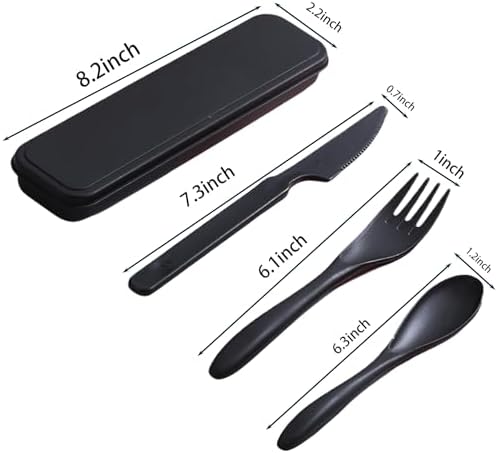 2Pack Black Wheat Straw Utensils, BPA Free Fork Spoon Knife with Case - Image 7