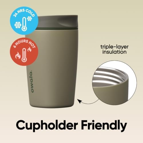 Owala SmoothSip Slider Insulated Stainless Steel Coffee Tumbler, Reusable Iced Coffee Cup, Hot Coffee Travel Mug, BPA Free 12 oz, Off Road - Image 2