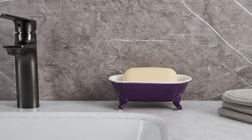 6.5" Ceramic Mini Clawfoot Bathtub Soap Dish,Bar Soap Holder,Plum - Image 6