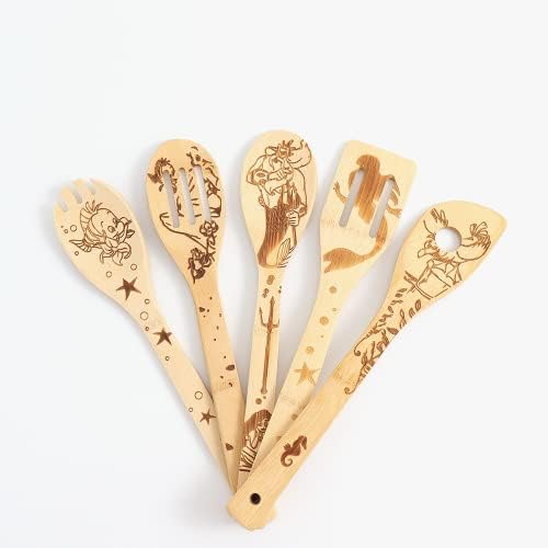 The Little Mermaid Organic Bamboo Spoons for Cooking Personalized Cartton Pattern Kitchen Burned Utensils Spatula Household Items Non-stick Kitchen Cookware Ideal Housewarming Present for Family - Image 7