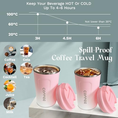 Insulated Travel Coffee Mug, Stainless Steel Coffee Cup with Leakproof Lid - Image 3