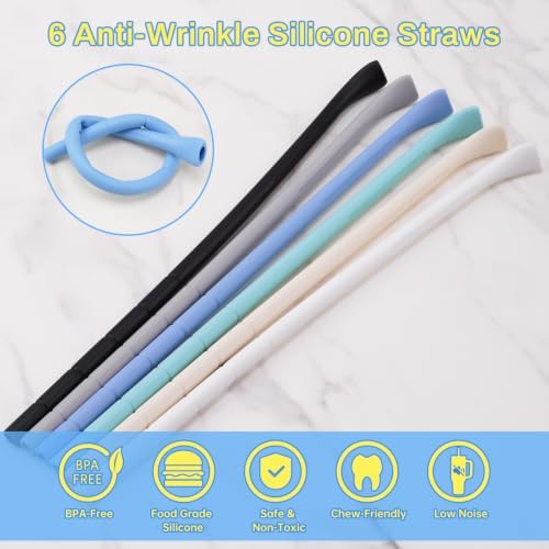 NiHome 6PCS Silicone Anti-Wrinkle Straws Fit for Stanley 40oz 30oz Tumblers - Image 5