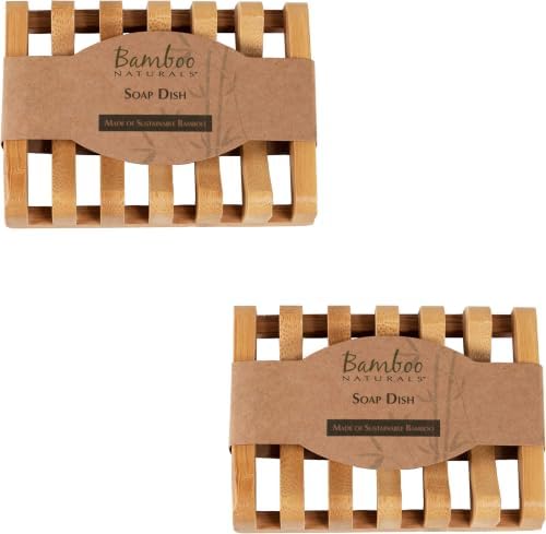 Bamboo Naturals Bar Soap Dish for Sink or Shower, Odor Resistant Tray, Sustainable Bamboo Wood Holder, Great for Bathrooms and Kitchens, 2 Count (Pack of 6) by Bamboo+Naturals