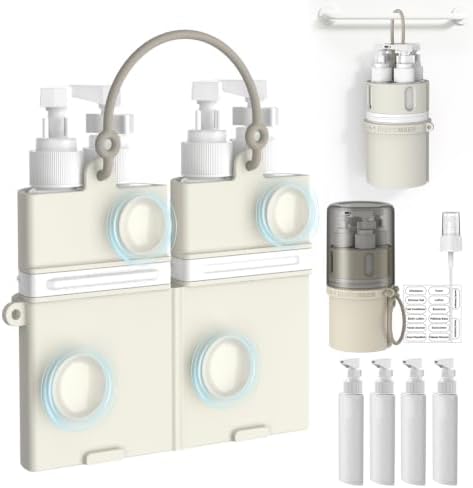 YOTIME 4 in 1 Travel Dispenser Bottle, Refillable Toiletries Container Set by YOTIME