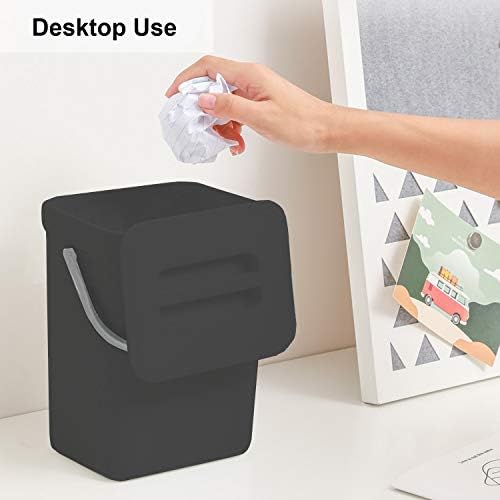 LALASTAR Mini Countertop Trash Can, Compact Waste Basket Garbage Can, Small Trash Bin with Lid for Desk/Office/Dorm, 3L/0.8 Gal, Black - Image 3