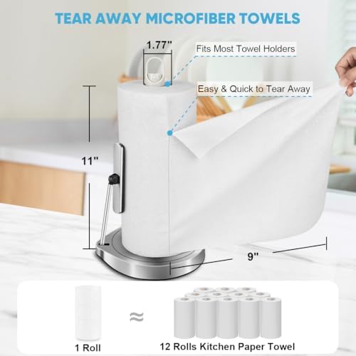 AIDEA White Microfiber Cleaning Cloth-330 Sheets 6 Roll, Shop Rags 11×9" - Image 2