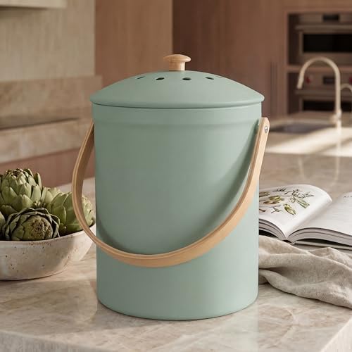 Beautiful Kitchen Compost Bin with Smell Proof Lid for Your Countertop by KIBAGA