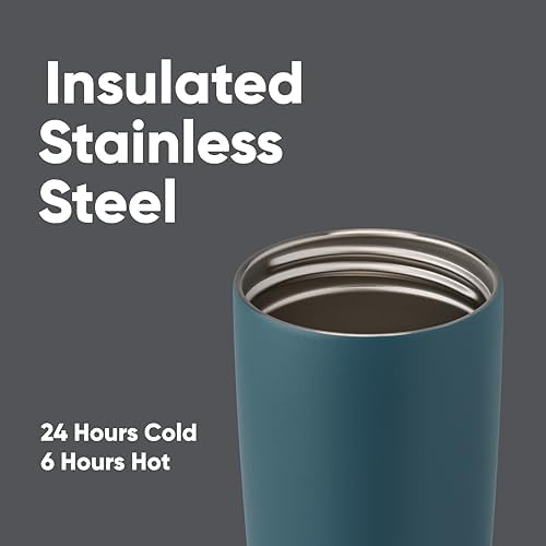 Owala SmoothSip Slider Insulated Stainless Steel Coffee Tumbler,Reusable Iced Coffee Cup,Hot-Coffee Travel Mug,BPA Free 20 oz,Grey/Blue (High Dive),(Pack of 8) - Image 4