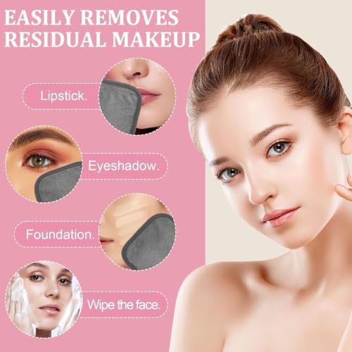 Puomue Makeup Remover Cloth 12 Pack, Ultra Soft and Reusable Microfiber Makeup Remover Towels for All Skin Types, Perfect Face Towels for Women, 6 Inch x 6 Inch, Grey - Image 5