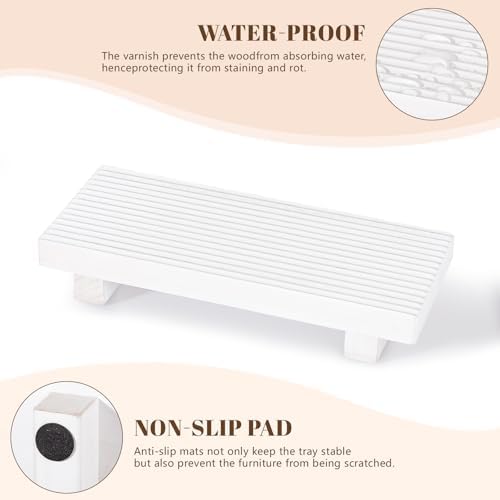 Bathroom Tray Farmhouse Decor Kitchen Soap Holder, 8.7" * 3.6" White - Image 5