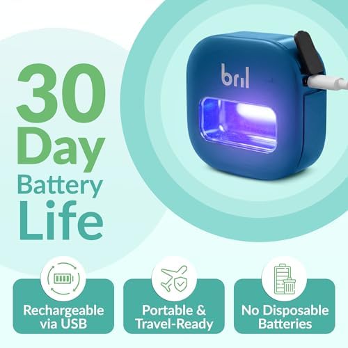 Bril UV-C Toothbrush Sanitizer and Holder – Wall Mounted, Rechargeable, 30-Day Battery, Magnetic Mount, Fits Electric and Manual Brushes, Portable Travel Case, Auto-Shutoff – Navy - Image 4