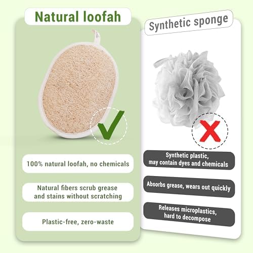 Natural Loofah Exfoliating Body Scrubber Pads for Bath and Shower - Image 2