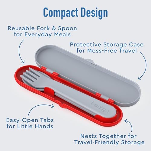 Bentgo Kids Plastic Utensil Set with Fork, Spoon, & Storage Case - Image 4