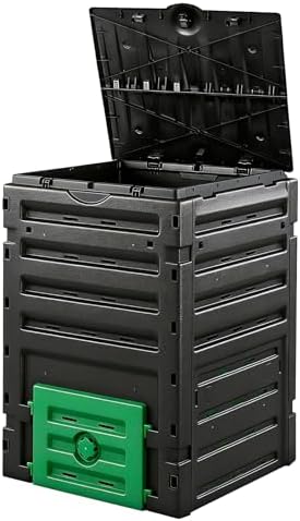 SUPER DEAL 120 Gallon Compost Bin, 450L Outdoor Garden Waste Composter with Flip-top Lid and Bottom Door, Large Capacity BPA Free Material for Fast Creation of Fertile Soil, Easy to Assemble, Black by Superdeal