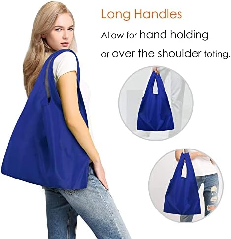 BeeGreen Reusable Grocery Bags Blue Kitchen Bags Bulk Foldable-Machine Washable with Zipper Storage Pouch 50 Packs - Image 2
