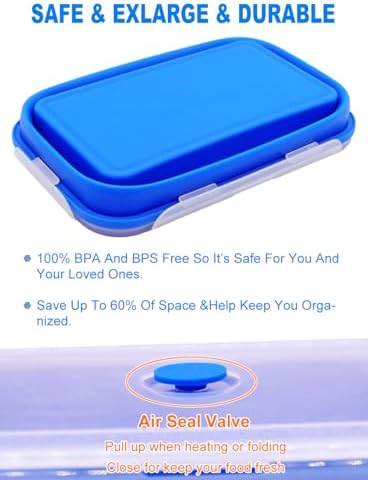 Extra Large Collapsible Silicone Food Storage Containers With Lids, 82.8oz, 2 Pack, XXL Foldable Bento Lunch Box, Rv Collapsible Bowls, Big Meal Boxes for Kitchen, Camping, BPA Free - Image 5