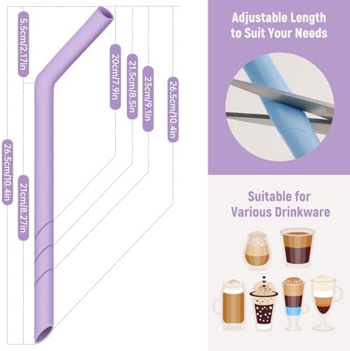 NiHome 6 PCS Extra Wide Reusable Bent Silicone Straws for Boba & Smoothies - Image 4